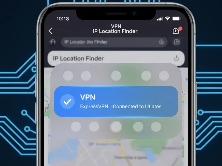 VPN icon active on iPhone status bar with iOS 18 control center