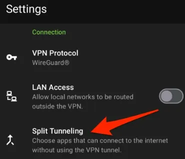 Android VPN Split Tunneling setup