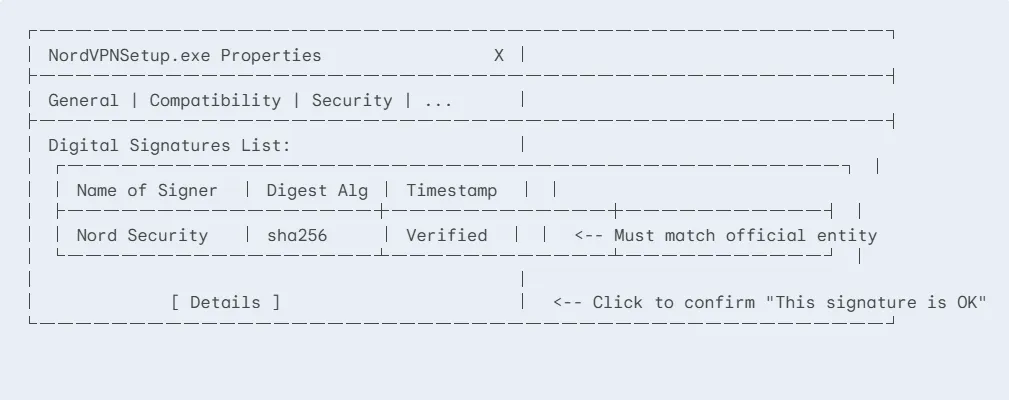 How to check the Microsoft Authenticode digital signature of a secure VPN installer
